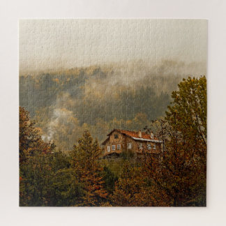 Waldholzhaus: ruhige Landschaft Puzzle