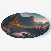 Waldhorizon mit Sonnenaufgang Pappteller (Schrägansicht)