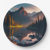 Waldhorizon mit Sonnenaufgang Pappteller (Vorderseite)