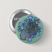 Waldhorn Blaue Blumen Band Klasse Button (Vorne & Hinten)