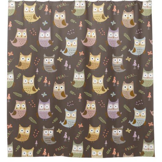 Waldhügelmuster, kids braunes Badezimmer Duschvorhang (Vorderseite)