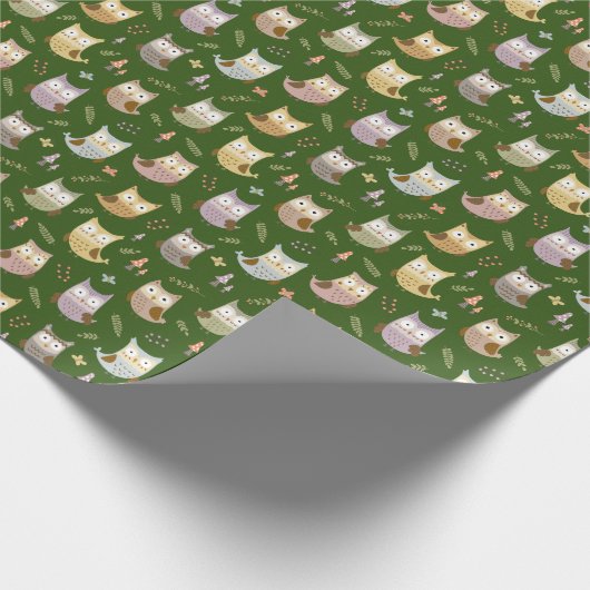 Waldhügelmuster, Kinder grün Geschenkpapier (Ecke)