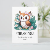 Waldhühner-Babydusche Dankeskarte (Stehend Vorderseite)