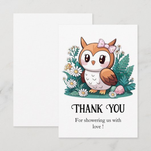 Waldhühner-Babydusche Dankeskarte (Vorne/Hinten)