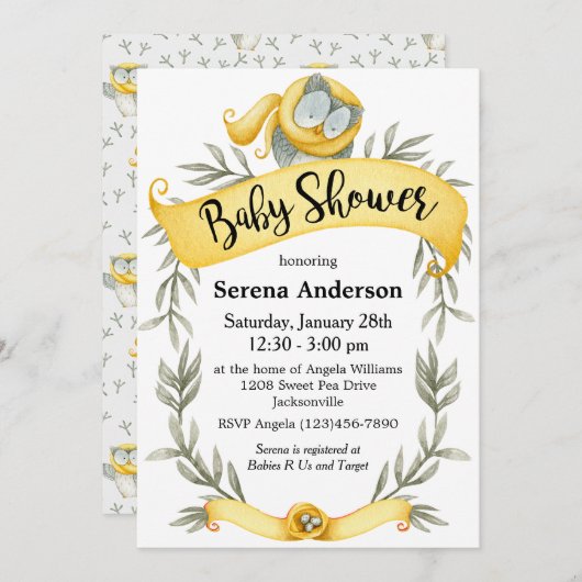 Waldhühner in Gelbschwanz Babydusche Einladung (Vorne/Hinten)