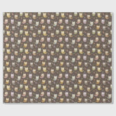 Waldhühner-Muster, Kinder braun Geschenkpapier (Flach)