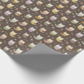 Waldhühner-Muster, Kinder braun Geschenkpapier (Ecke)