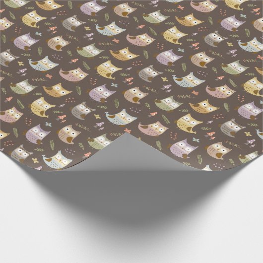 Waldhühner-Muster, Kinder braun Geschenkpapier (Ecke)