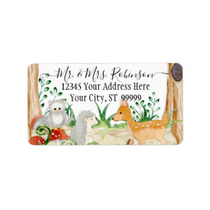 Waldhühner-Schafe Tierblätter Weiß Adressaufkleber