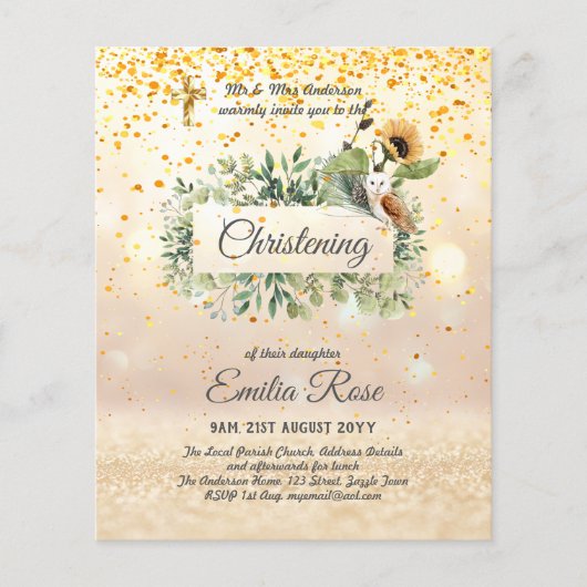 Waldhühner-Sonnenblume CHRISTENING Taufe (Vorderseite)