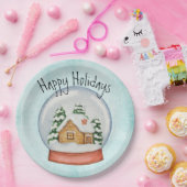 Waldhütte Holiday Snow Globe Pappteller (Party)