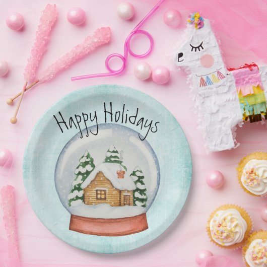 Waldhütte Holiday Snow Globe Pappteller (Party)