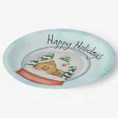 Waldhütte Holiday Snow Globe Pappteller (Schrägansicht)