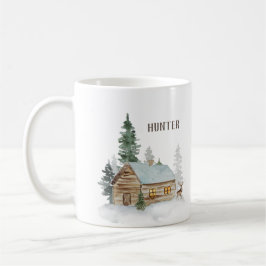 Waldhütte mit Hirsch Personalisiert Kaffeetasse