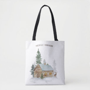 Waldhütte mit Hirsch Personalisiert Tasche