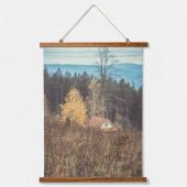 Waldhütten unter den Bergen Wandteppich Mit Holzrahmen (Vorderseite 2)