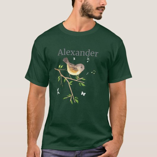 Waldier Bird Name Aleander Retro T-Shirt (Vorderseite)
