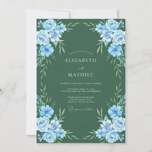 Waldige Azure Hochzeit Einladung (Vorderseite)