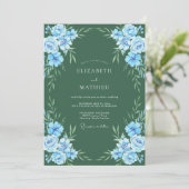 Waldige Azure Hochzeit Einladung (Stehend Vorderseite)