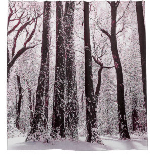 WALDIGE SCHNEEWEIßE WINTERLANDSCHAFT DUSCHVORHANG