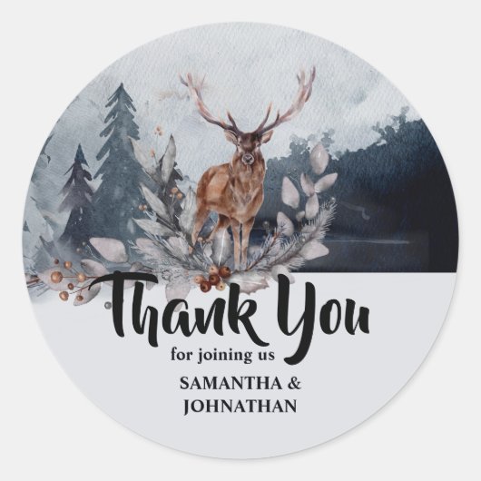 Waldjugendgebirge Wasserfarbengebirge Vielen Dank Runder Aufkleber (Vorderseite)
