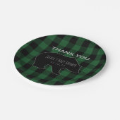 Waldjungen-Baby-Dusche des Holzfäller-karierte Pappteller (Schrägansicht)