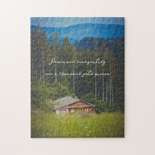 Waldkabine unter den Bergen Puzzle (Vertikal)