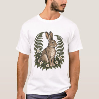 Waldkaninchen mit Farnen und Wildblumen T-Shirt