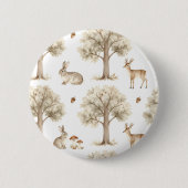 Waldkaninchen- und Hirschmuster Button (Vorderseite)