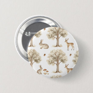 Waldkaninchen- und Hirschmuster Button
