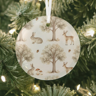 Waldkaninchen und Hirschmuster Ornament Aus Glas
