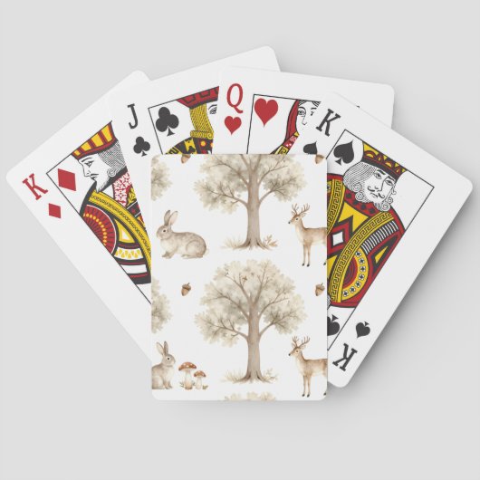 Waldkaninchen und Hirschmuster Spielkarten (Rückseite)