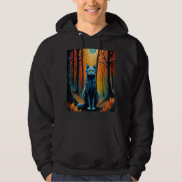 Waldkatze im Herbst mit scharfen Blättern Hoodie