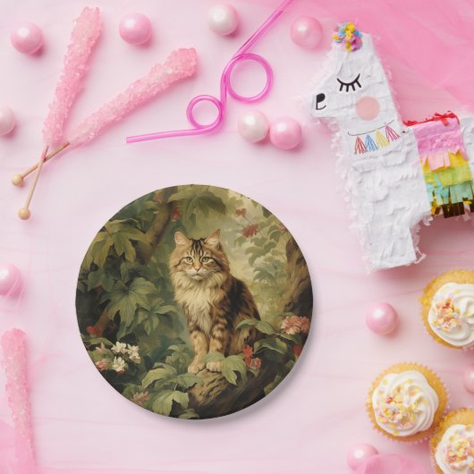 Waldkatze in üppigen Foliage Pappteller (Party)