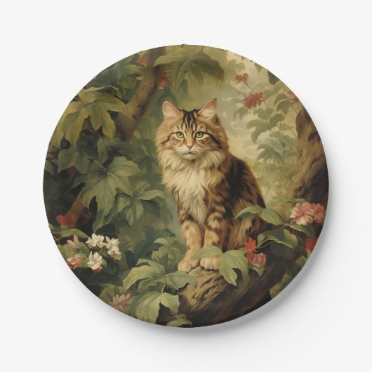 Waldkatze in üppigen Foliage Pappteller (Vorderseite)