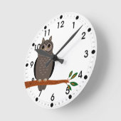 Waldkauz auf der Nebenzeit Waldtiere Runde Wanduhr (Winkel)