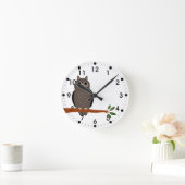 Waldkauz auf der Nebenzeit Waldtiere Runde Wanduhr (Zuhause)
