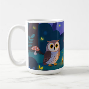 Waldkauz-Illustration bei Nacht Kaffeetasse