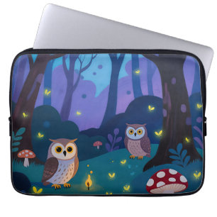 Waldkauz-Illustration zur Nacht Laptopschutzhülle