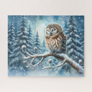 Waldkauz Ruhiger Winterwald Wildtiere Puzzle
