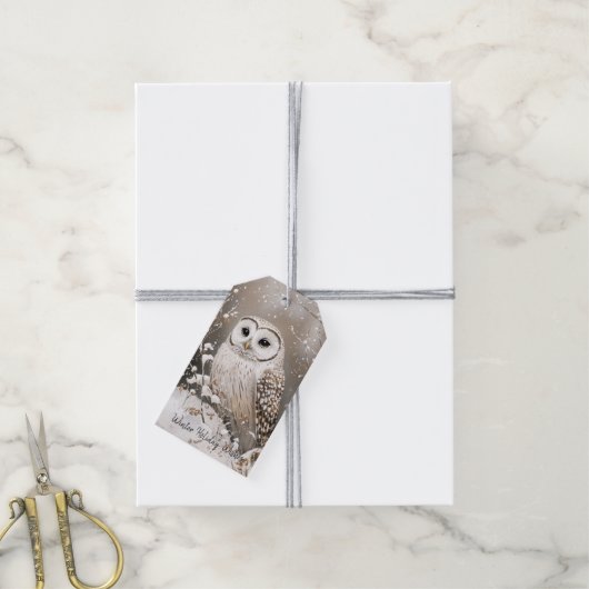 Waldkauz Winter Weihnachten Geschenkanhänger (Mit Garn)