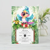 Waldkids Parrot Birthday Einladung (Stehend Vorderseite)