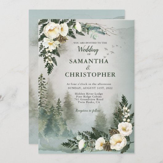 Waldkiefer Elfenbeinküste Hochzeit der Blütenwelt  Einladung (Vorne/Hinten)