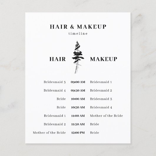 Waldkiefern-Haar-Make-up-Zeitplan Flyer (Vorne)