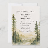 Waldkieferngebirge Christliche Hochzeit Einladung (Vorderseite)
