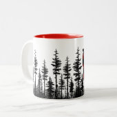 Waldkiefernwald Buffalo Karierter Bär Zweifarbige Tasse (Vorderseite Links)