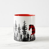 Waldkiefernwald Buffalo Kariertes Wildpferd Zweifarbige Tasse (Mittel)
