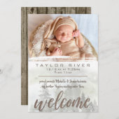 Waldkiefernwald Foto Geburtsankündigung Ankündigung (Vorne/Hinten)