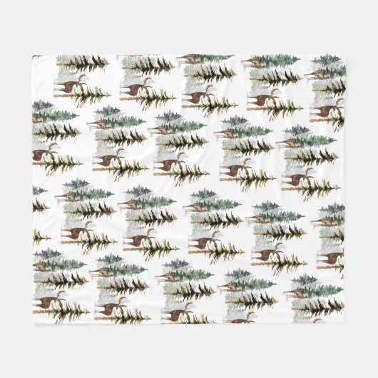 Waldkiefernwald Rentierstag & Doe Fleecedecke (Vorderseite (Horizontal))