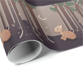 Waldkitz mit Leuchtkäfern und Mond-Kunst Geschenkpapier (Rolleneckpunkt)